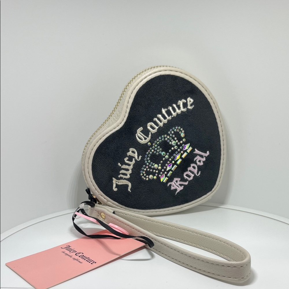 Juicy Couture Juicy Kingdom Heart Crown Royal Rhinestones Zip Wristlet